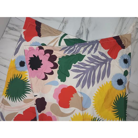 Marimekko Ojakellukka King Size Pillow Shams Case Lot of 2 Floral Bold - Picture 1 of 6